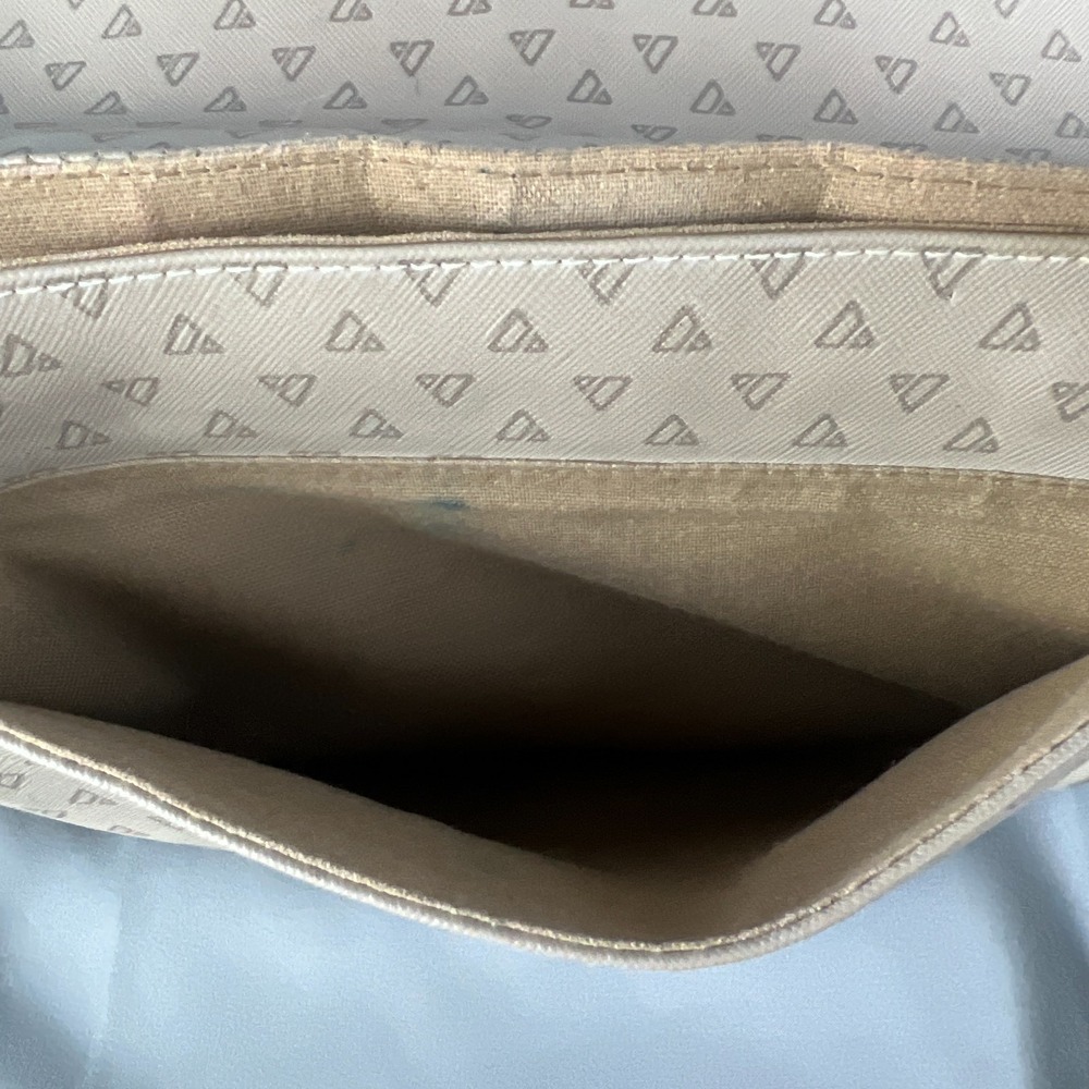 Vintage Liz Claiborne Shoulder Bag Womens Beige Leather Trim Crossbody Strap - Picture 11 of 11